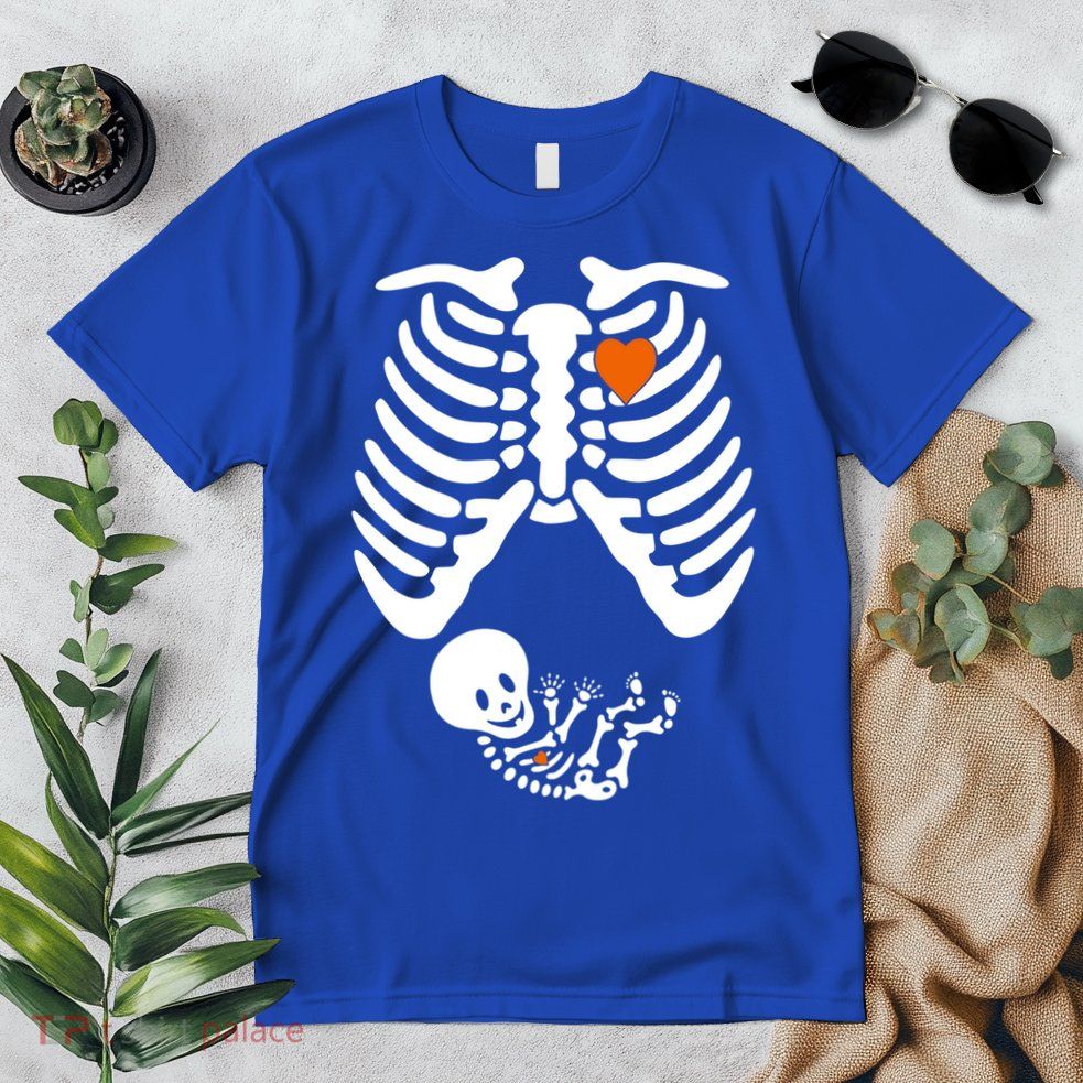 Pregnant Skeleton Costume Halloween Pregnancy Gift Premium T-Shirt
