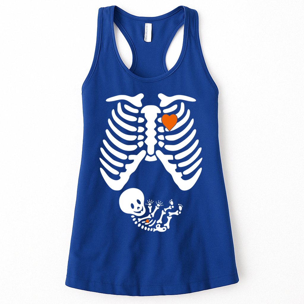 Pregnant Skeleton Costume Halloween Pregnancy Gift Womens Tank Top