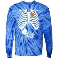 Pregnant Skeleton Costume Halloween Pregnancy Gift Tie-Dye Long Sleeve Shirt