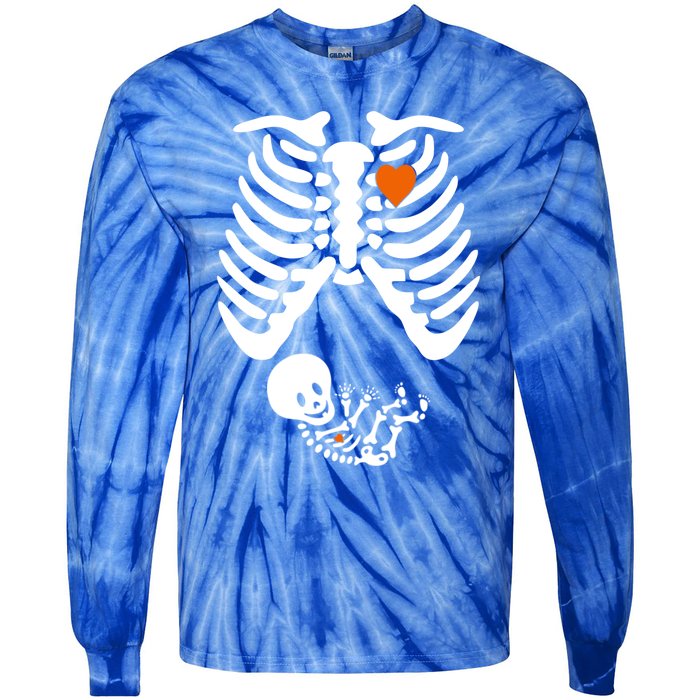 Pregnant Skeleton Costume Halloween Pregnancy Gift Tie-Dye Long Sleeve Shirt