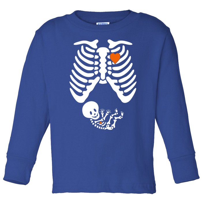 Pregnant Skeleton Costume Halloween Pregnancy Gift Toddler Long Sleeve Shirt