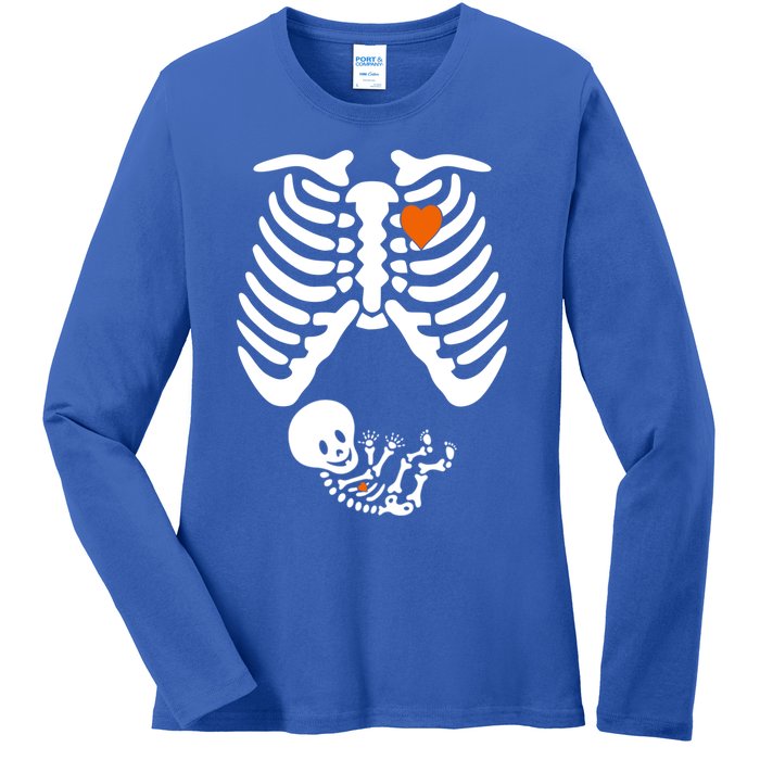 Pregnant Skeleton Costume Halloween Pregnancy Gift Ladies Long Sleeve Shirt