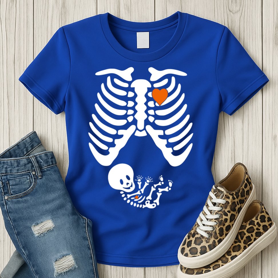 Pregnant Skeleton Costume Halloween Pregnancy Gift Womens T-Shirt