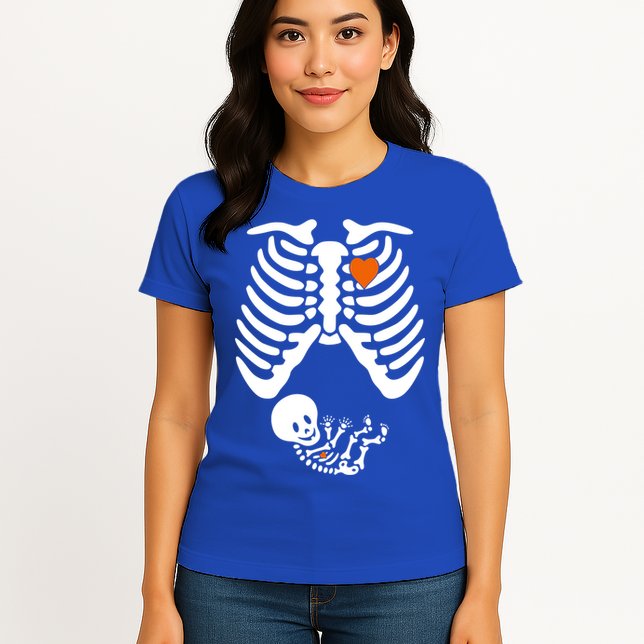 Pregnant Skeleton Costume Halloween Pregnancy Gift Womens T-Shirt
