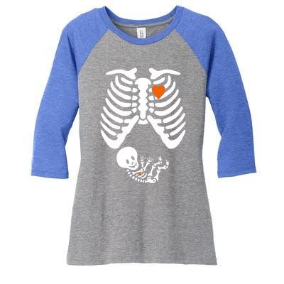 Pregnant Skeleton Costume Halloween Pregnancy Gift Women's Tri-Blend 3/4-Sleeve Raglan Shirt