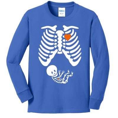 Pregnant Skeleton Costume Halloween Pregnancy Gift Kids Long Sleeve Shirt