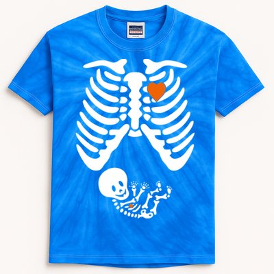 Pregnant Skeleton Costume Halloween Pregnancy Gift Kids Tie-Dye T-Shirt