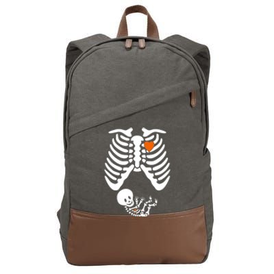 Pregnant Skeleton Costume Halloween Pregnancy Gift Cotton Canvas Backpack