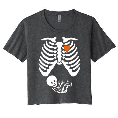 Pregnant Skeleton Costume Halloween Pregnancy Gift Women's Crop Top Tee