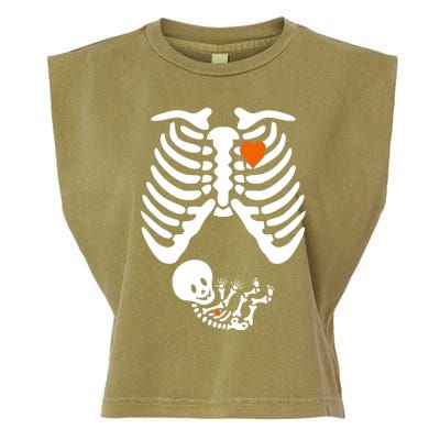 Pregnant Skeleton Costume Halloween Pregnancy Gift Garment-Dyed Women's Muscle Tee