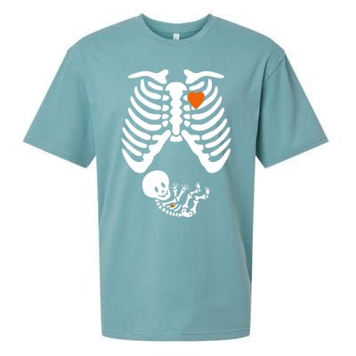 Pregnant Skeleton Costume Halloween Pregnancy Gift Sueded Cloud Jersey T-Shirt