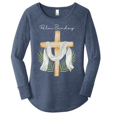 Palm Sunday Cross With Palm Leaves Gift Women's Perfect Tri Tunic Long Sleeve Shirt