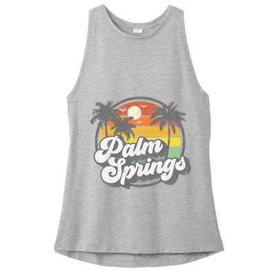 Palm Springs California Beach Retro Vintage Vacation Gift Ladies PosiCharge Tri-Blend Wicking Tank
