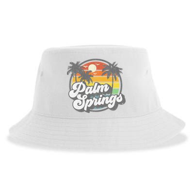 Palm Springs California Beach Retro Vintage Vacation Gift Sustainable Bucket Hat
