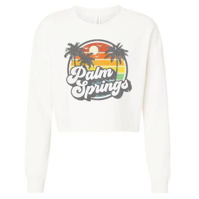 Palm Springs California Beach Retro Vintage Vacation Gift Cropped Pullover Crew