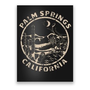 Palm Springs California Linocut Desert Illustration Poster