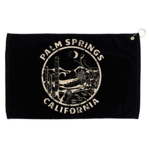 Palm Springs California Linocut Desert Illustration Grommeted Golf Towel