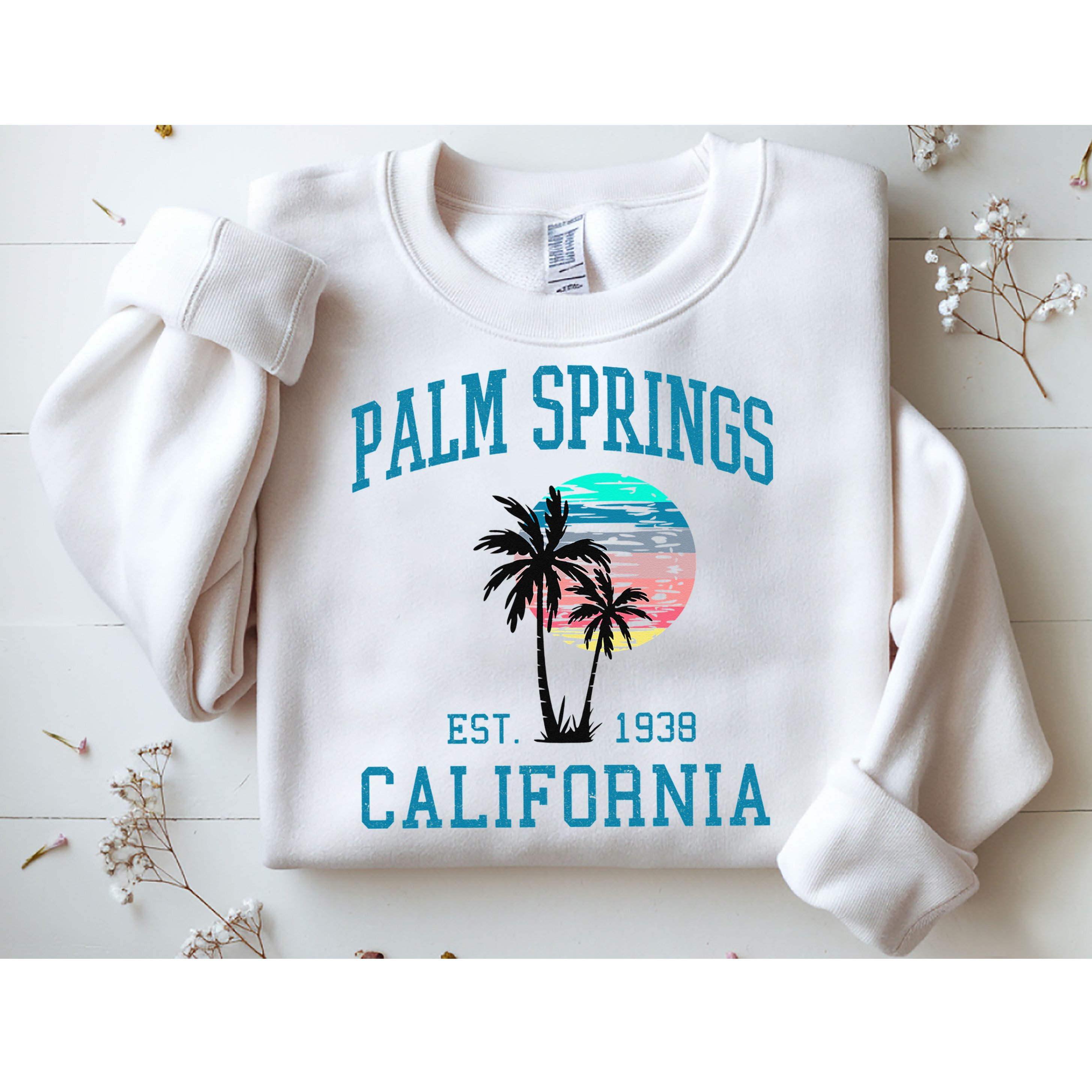 Palm Springs California Beach Vintage Palm Trees Summer Sweatshirt