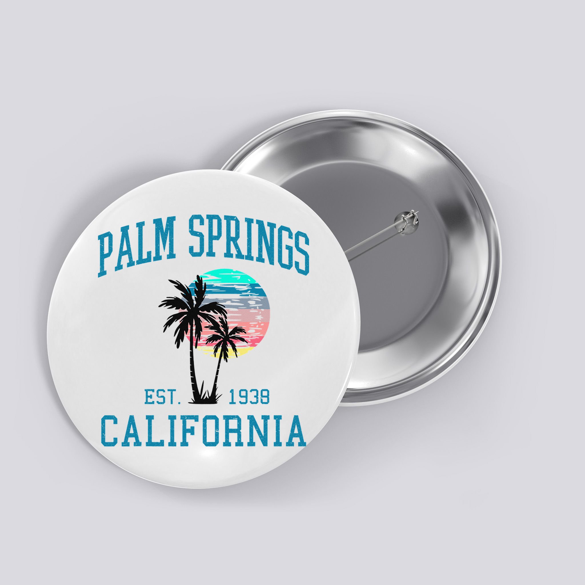 Palm Springs California Beach Vintage Palm Trees Summer Button