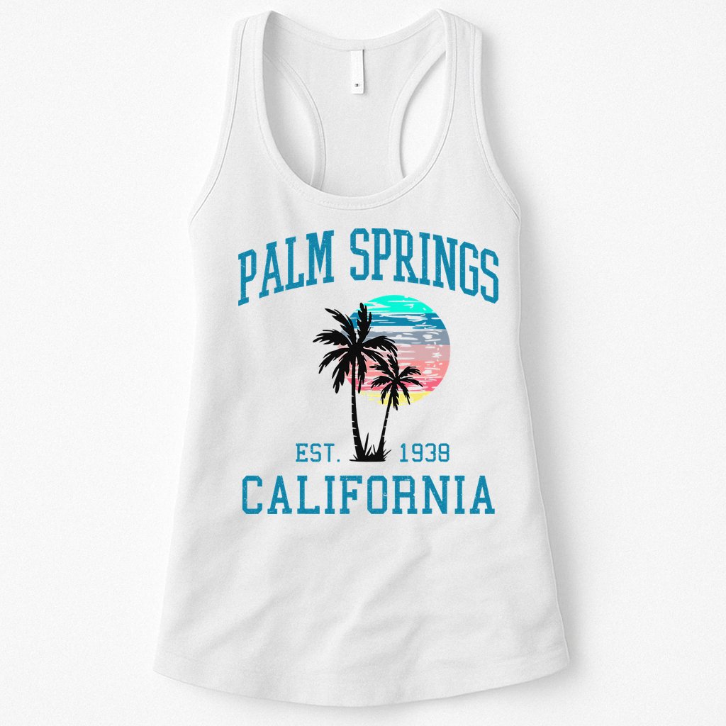 Palm Springs California Beach Vintage Palm Trees Summer Womens Tank Top