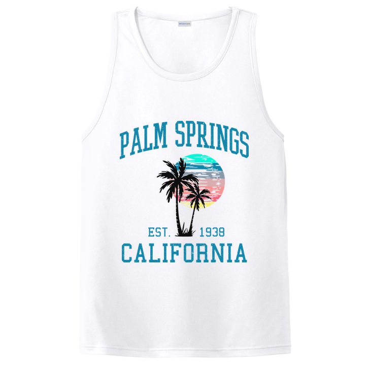 Palm Springs California Beach Vintage Palm Trees Summer PosiCharge Competitor Tank