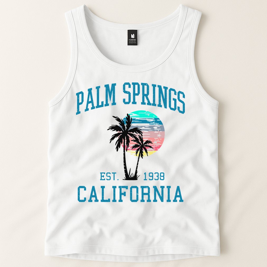 Palm Springs California Beach Vintage Palm Trees Summer Tank Top