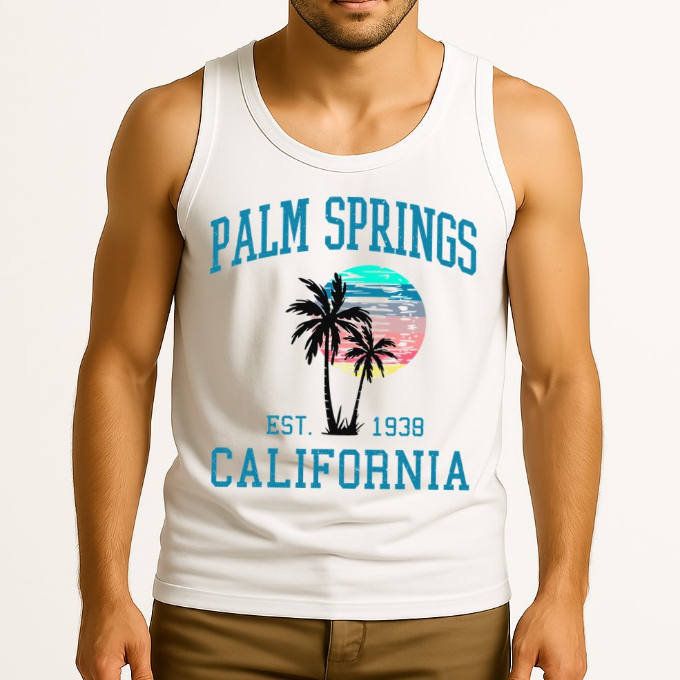 Palm Springs California Beach Vintage Palm Trees Summer Tank Top