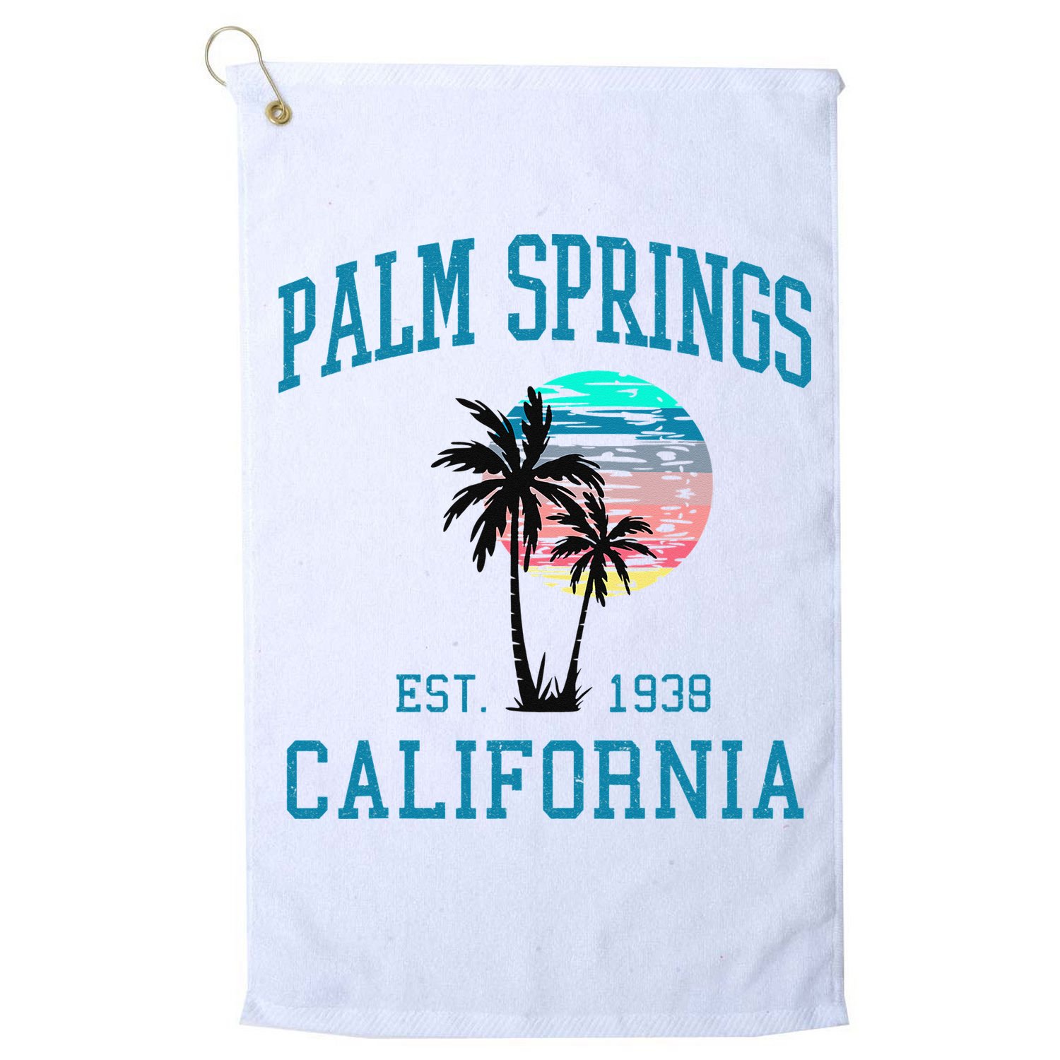 Palm Springs California Beach Vintage Palm Trees Summer Golf Towel
