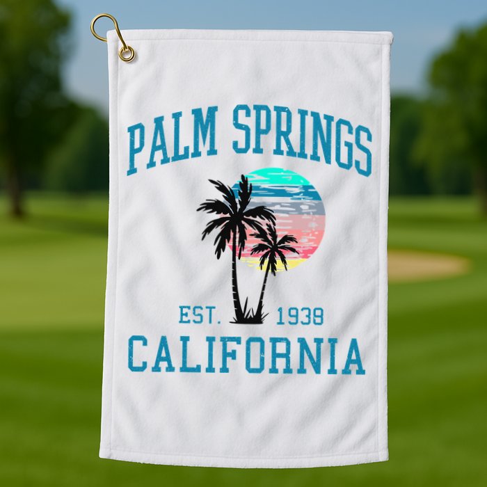 Palm Springs California Beach Vintage Palm Trees Summer Golf Towel