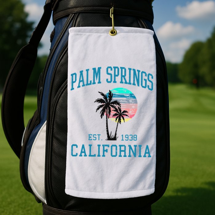 Palm Springs California Beach Vintage Palm Trees Summer Golf Towel