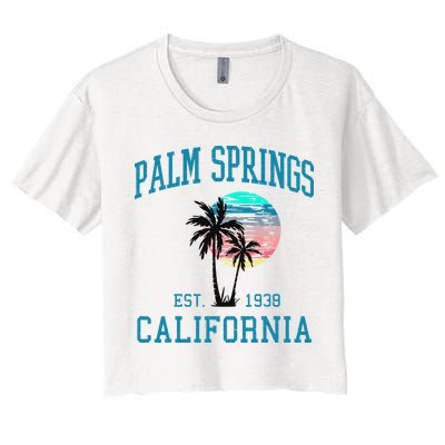 Palm Springs California Beach Vintage Palm Trees Summer Crop Top