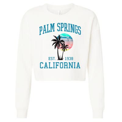 Palm Springs California Beach Vintage Palm Trees Summer Cropped Pullover Crew
