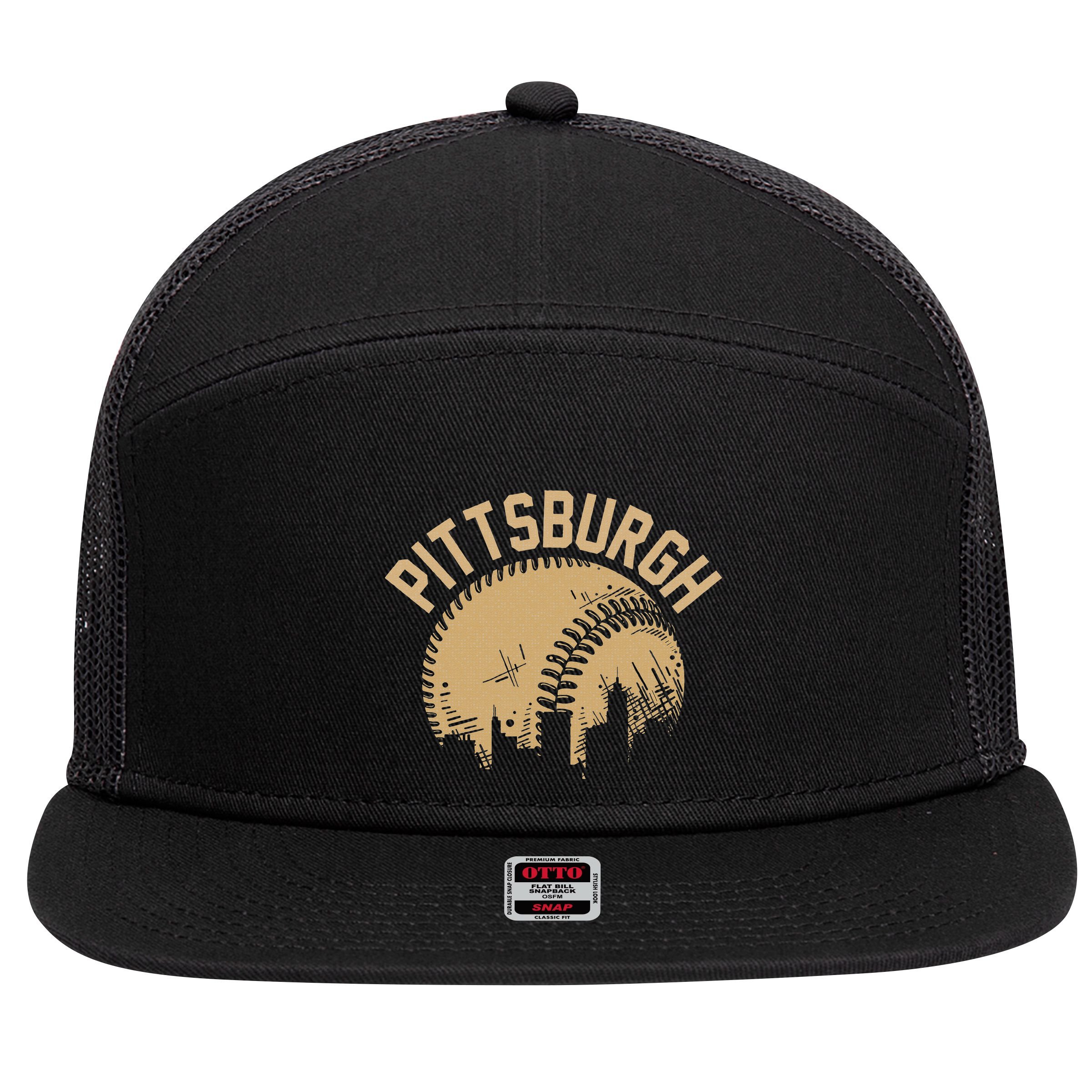 Pittsburgh Steel City Retro Skyline Bridge Pride 7 Panel Mesh Trucker Snapback Hat