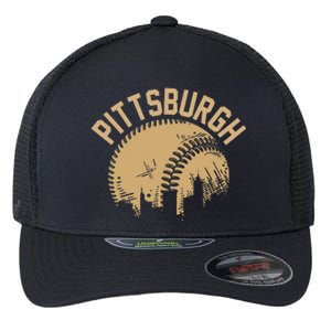 Pittsburgh Steel City Retro Skyline Bridge Pride Flexfit Unipanel Trucker Cap