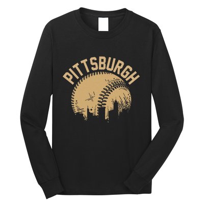 Pittsburgh Steel City Retro Skyline Bridge Pride Long Sleeve Shirt
