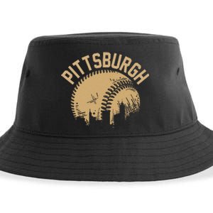 Pittsburgh Steel City Retro Skyline Bridge Pride Sustainable Bucket Hat