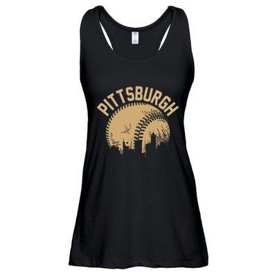 Pittsburgh Steel City Retro Skyline Bridge Pride Ladies Essential Flowy Tank