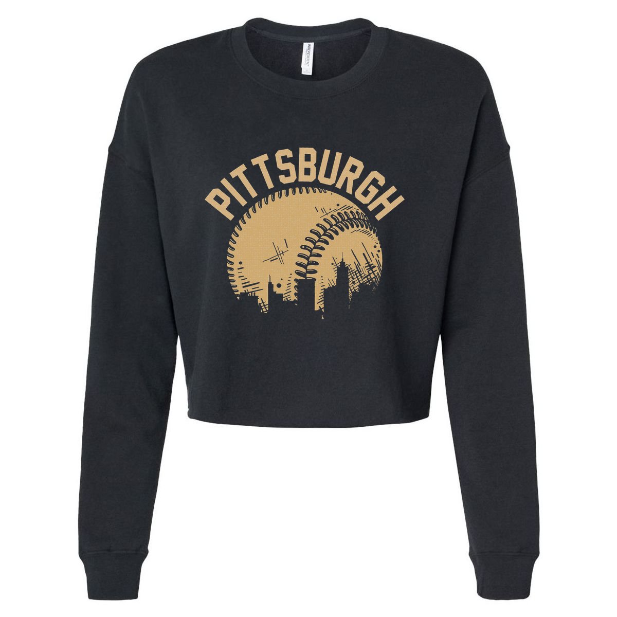 Pittsburgh Steel City Retro Skyline Bridge Pride Cropped Pullover Crew