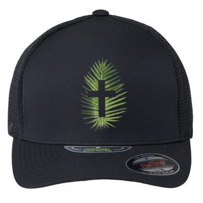 Palm Sunday Christian Palm Leaf Cross Flexfit Unipanel Trucker Cap
