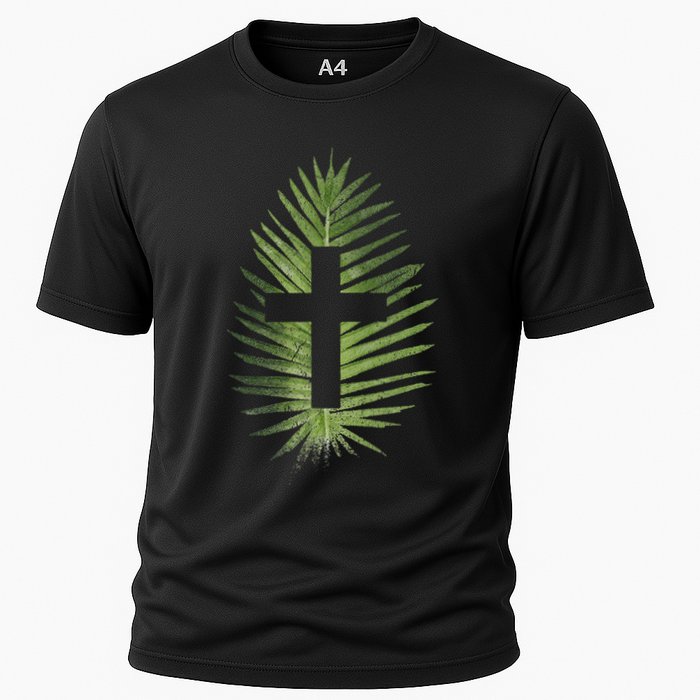 Palm Sunday Christian Palm Leaf Cross Cooling Performance Crew T-Shirt