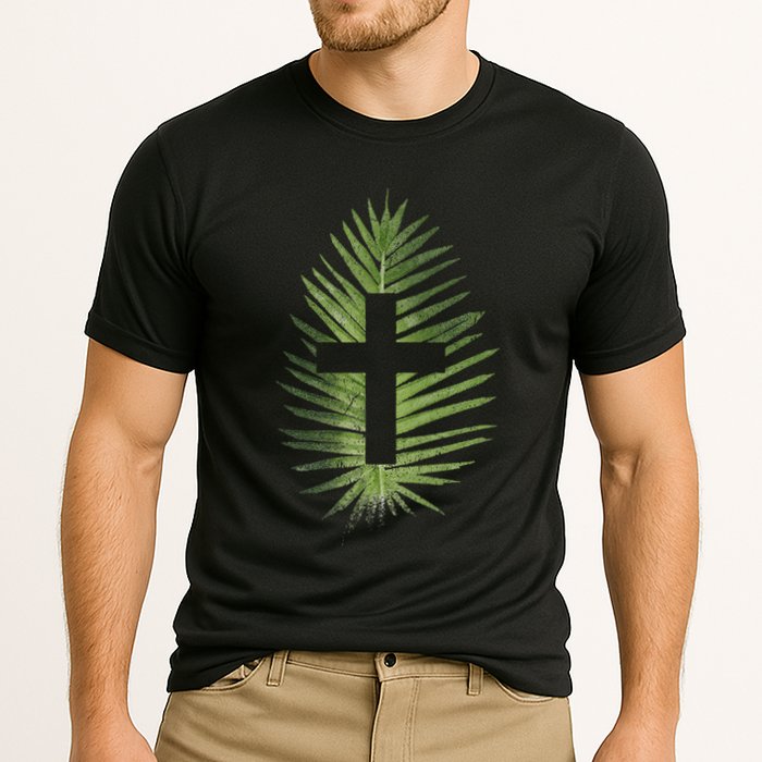 Palm Sunday Christian Palm Leaf Cross Cooling Performance Crew T-Shirt