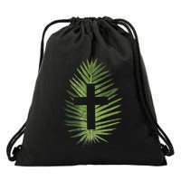 Palm Sunday Christian Palm Leaf Cross Drawstring Bag