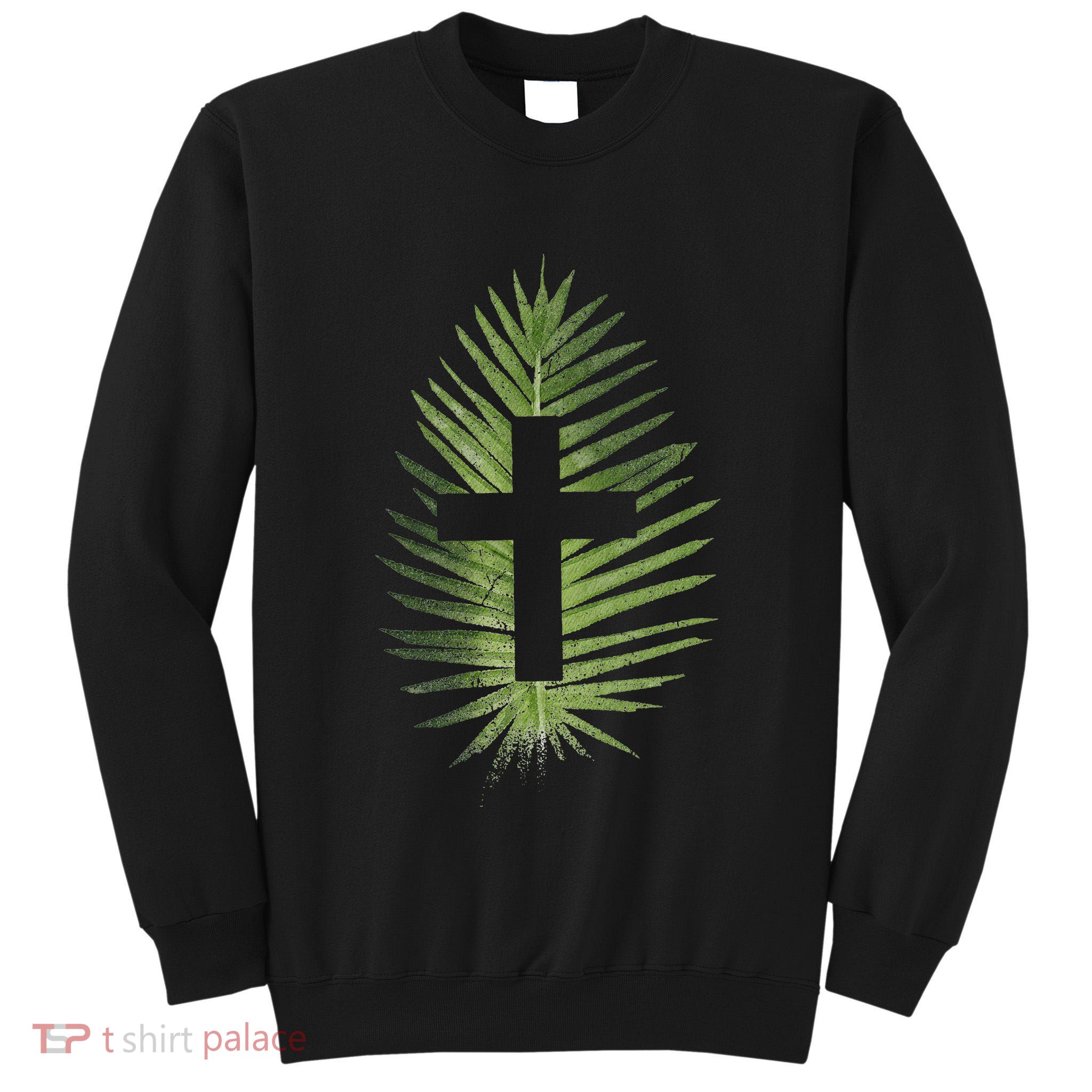 Palm Sunday Christian Palm Leaf Cross Tall Sweatshirt