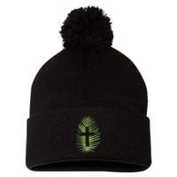 Palm Sunday Christian Palm Leaf Cross Pom Pom 12in Knit Beanie