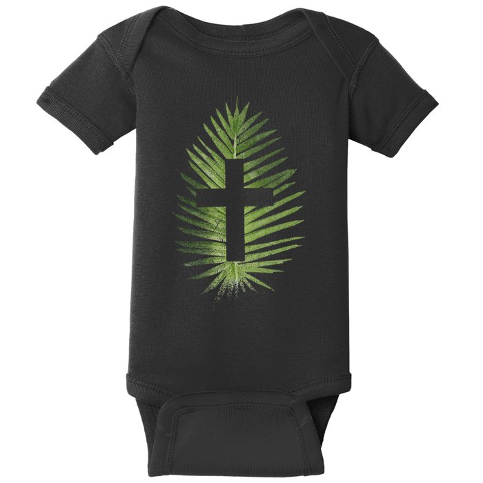 Palm Sunday Christian Palm Leaf Cross Baby Bodysuit
