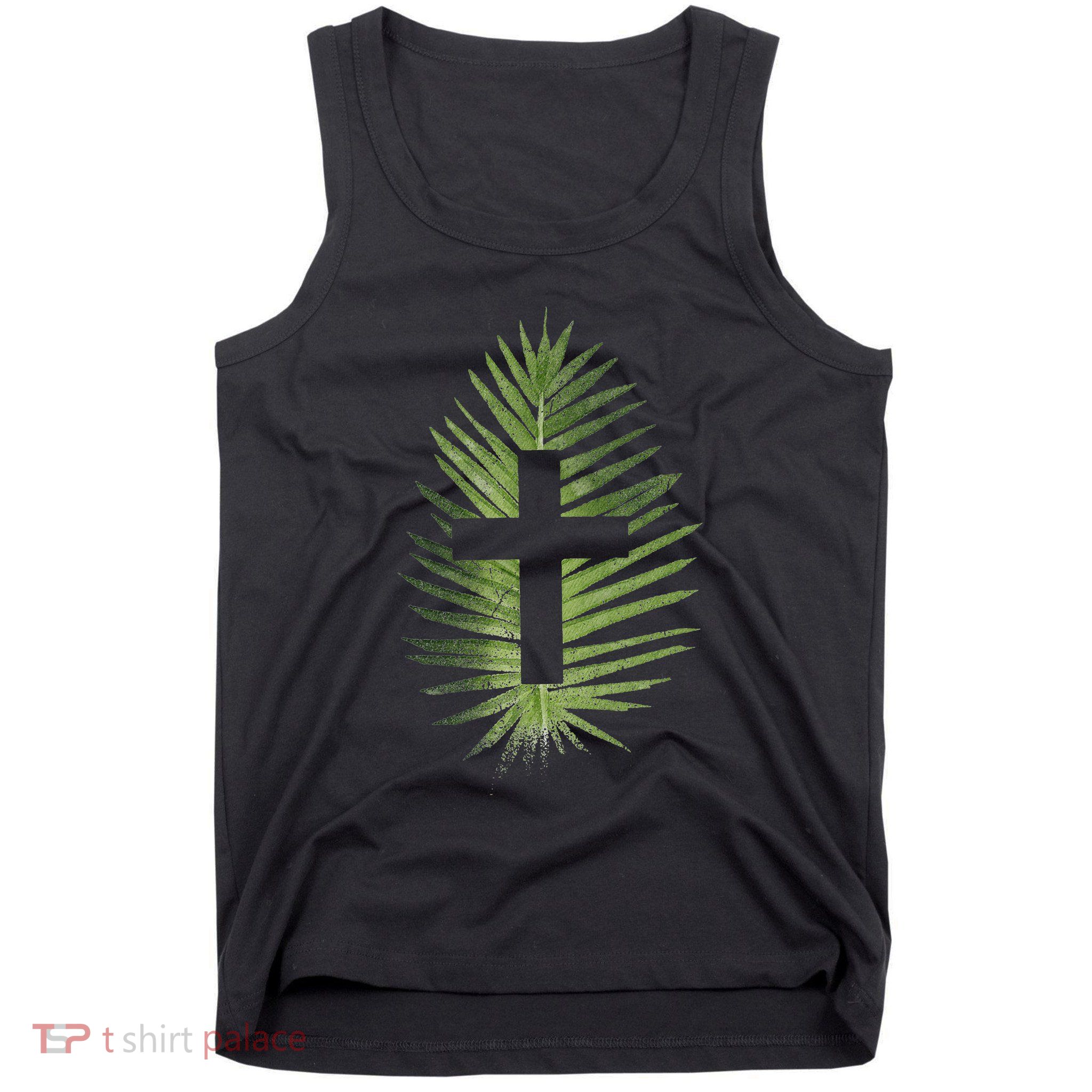 Palm Sunday Christian Palm Leaf Cross Tank Top
