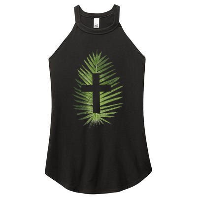 Palm Sunday Christian Palm Leaf Cross Women's Perfect Tri Rocker Tank