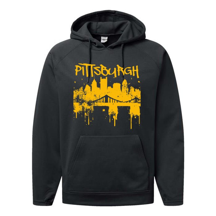 Pittsburgh Steel City Skyline Performance Fleece Hoodie