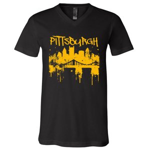 Pittsburgh Steel City Skyline V-Neck T-Shirt