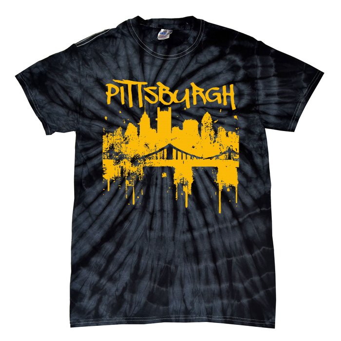 Pittsburgh Steel City Skyline Tie-Dye T-Shirt